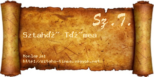 Sztahó Tímea névjegykártya